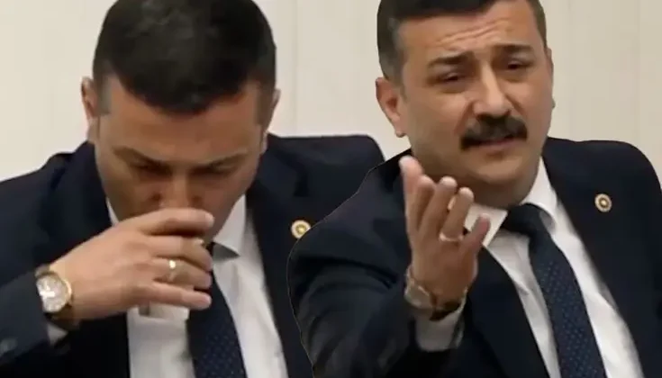 Meclis kürsüsünde su içti,