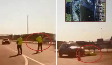 ‘Dur’ ihtarına uymayan trafik magandası polise çarptı